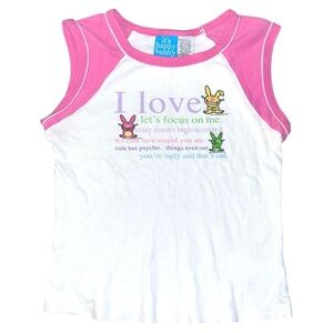 Vintage y2k early 2000s Happy Bunny Rainbow Design Baby Tank Top